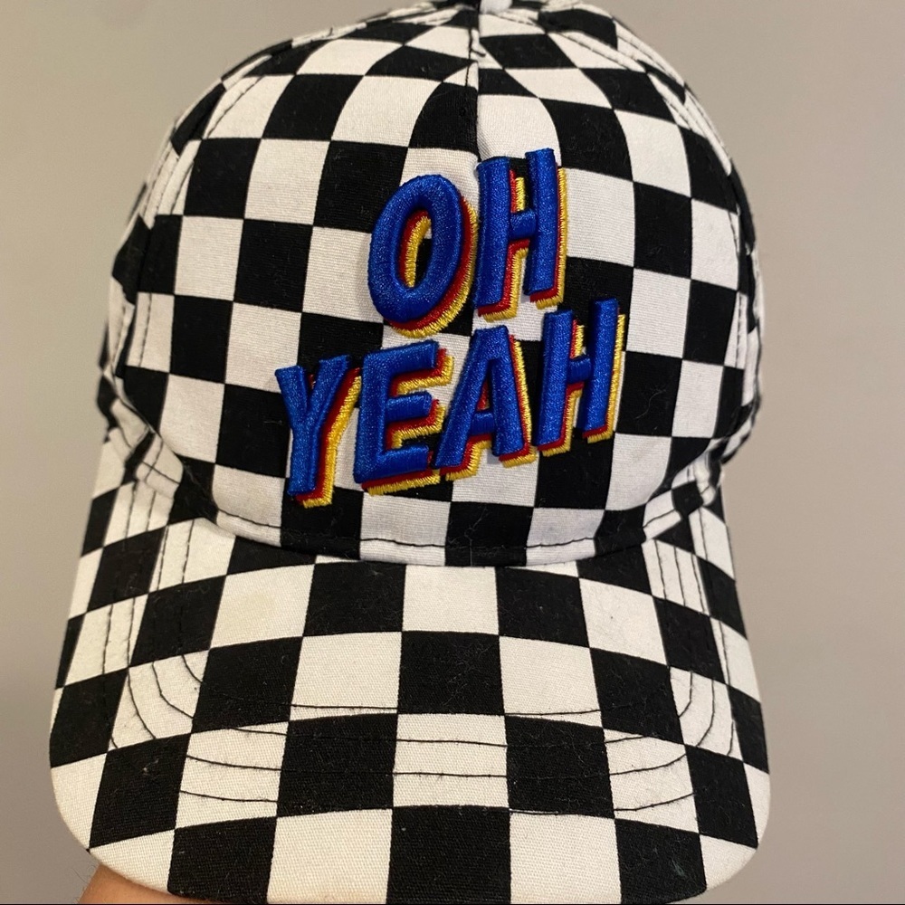 Oh Yeah Baseball Cap Youth Kids Skater Retro 80's Black White Baseball Cap Hat